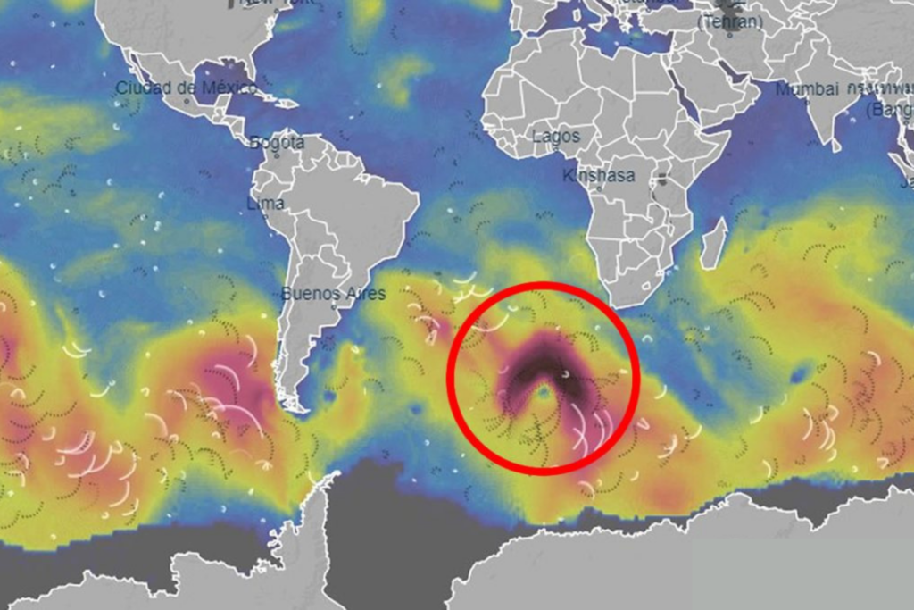 Anomálie se znovu objevuje v oceánu mezi Antarktidou a jižní Afrikou